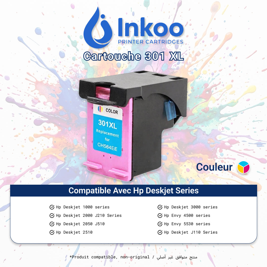 Cartouche Compatible HP 301XL Couleur (Tricolore) – Haute Capacité