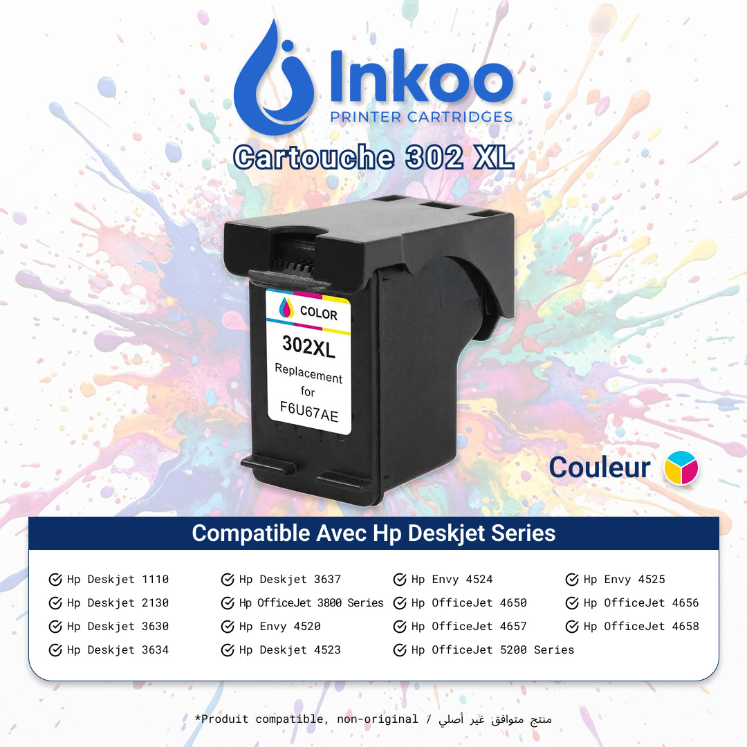 Cartouche Compatible HP 302XL Couleur (Tricolore) – Haute Capacité