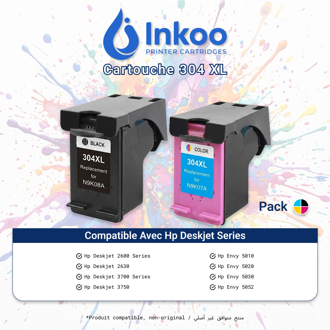Pack Cartouches Compatibles HP 304XL (Noire + Couleur) – Haute Capacité